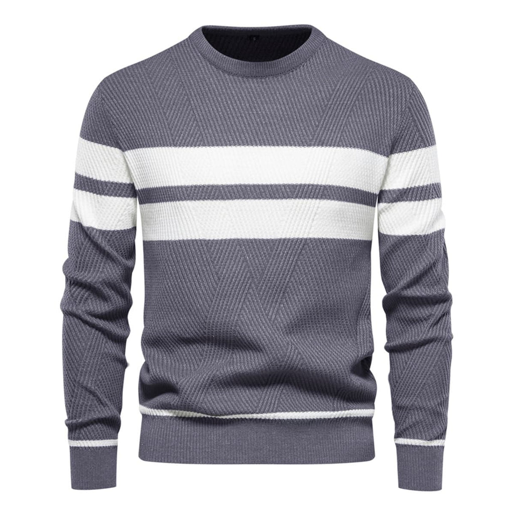 Men’s Striped Long Sleeve Knit Pullover Sweater