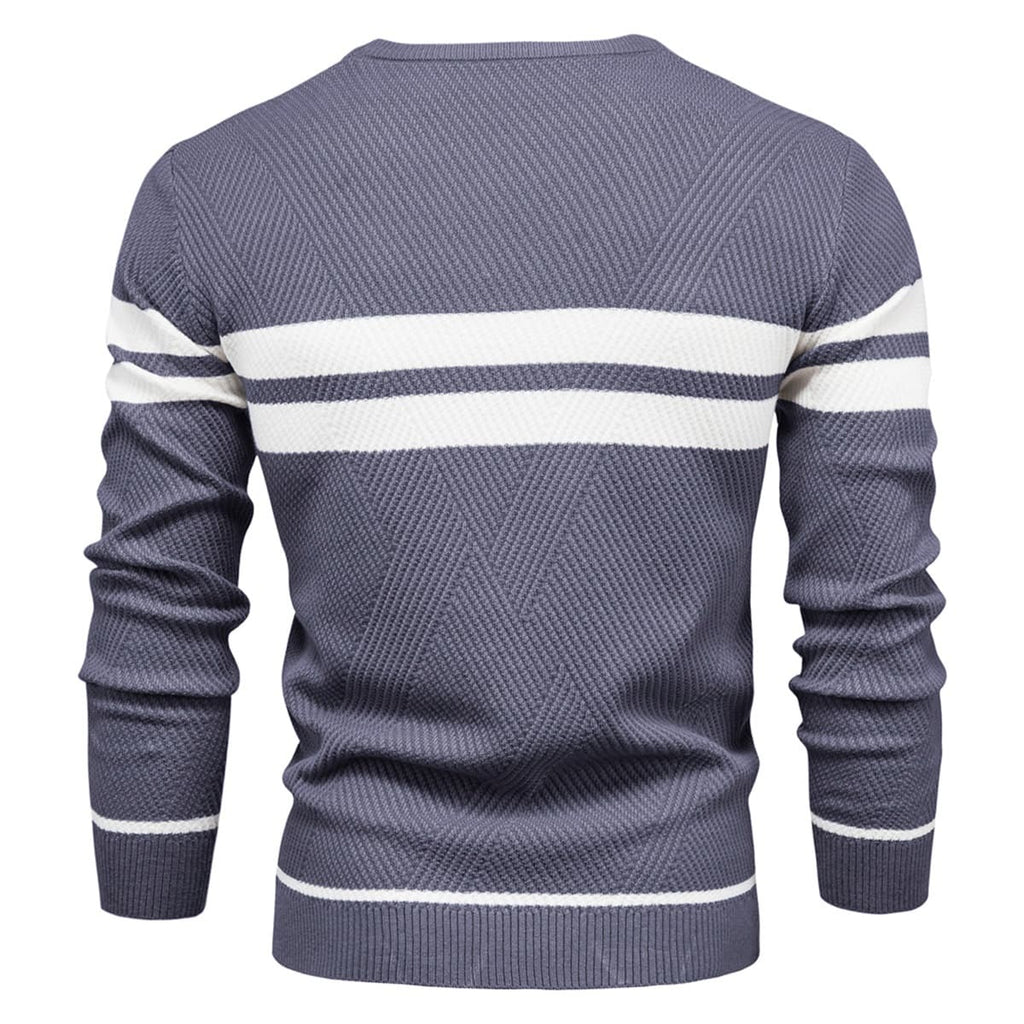 Men’s Striped Long Sleeve Knit Pullover Sweater