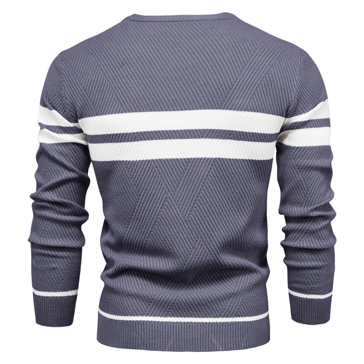 Men’s Striped Long Sleeve Knit Pullover Sweater