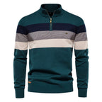 Men’s Striped Mock Neck Pullover Sweater