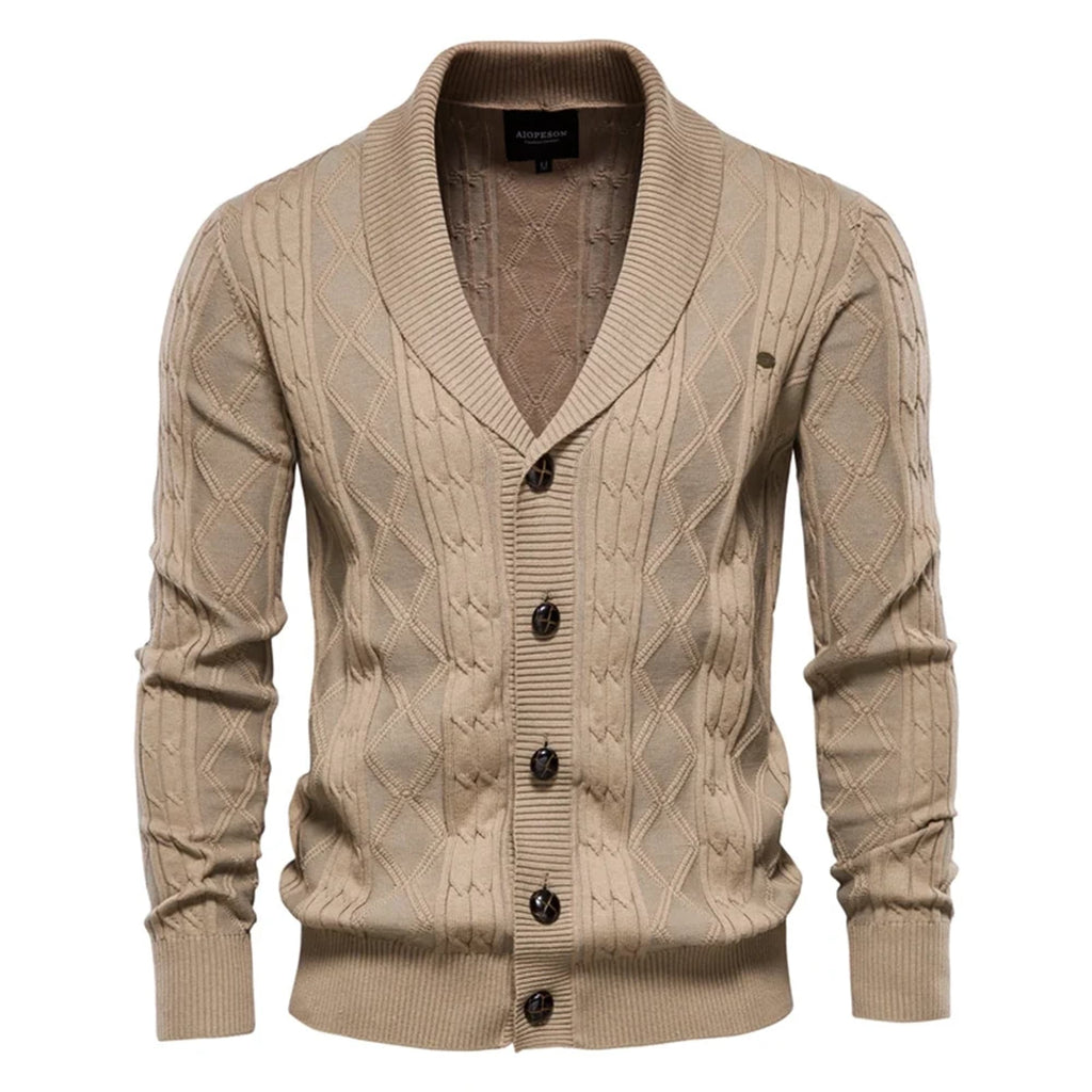 Men’s Argyle Button Front Cardigan Sweater