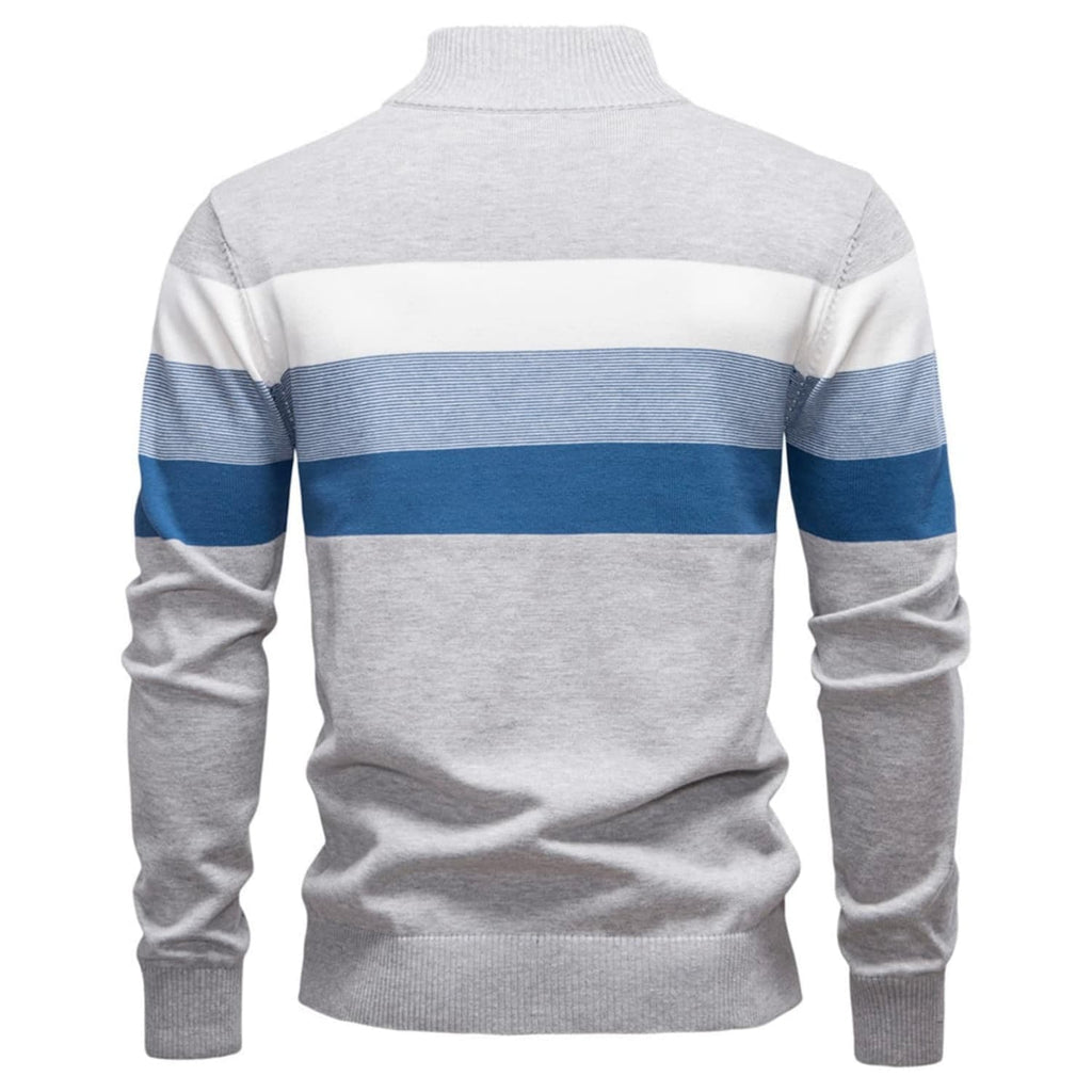 Men’s Striped Mock Neck Pullover Sweater