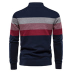 Men’s Striped Mock Neck Pullover Sweater