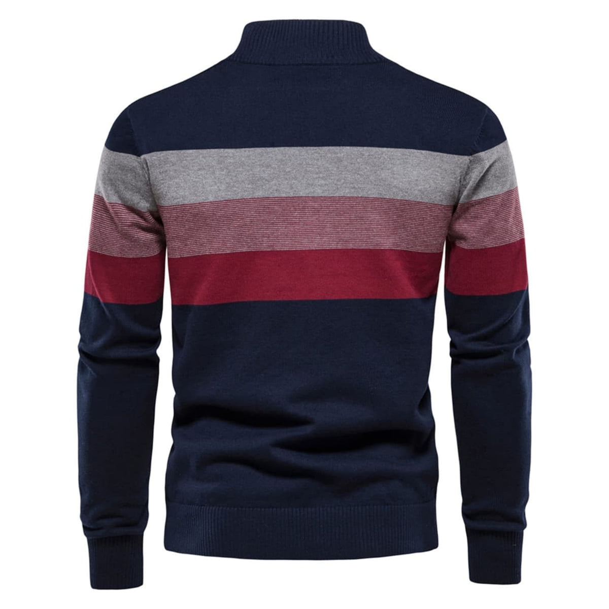 Men’s Striped Mock Neck Pullover Sweater