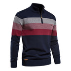 Men’s Striped Mock Neck Pullover Sweater