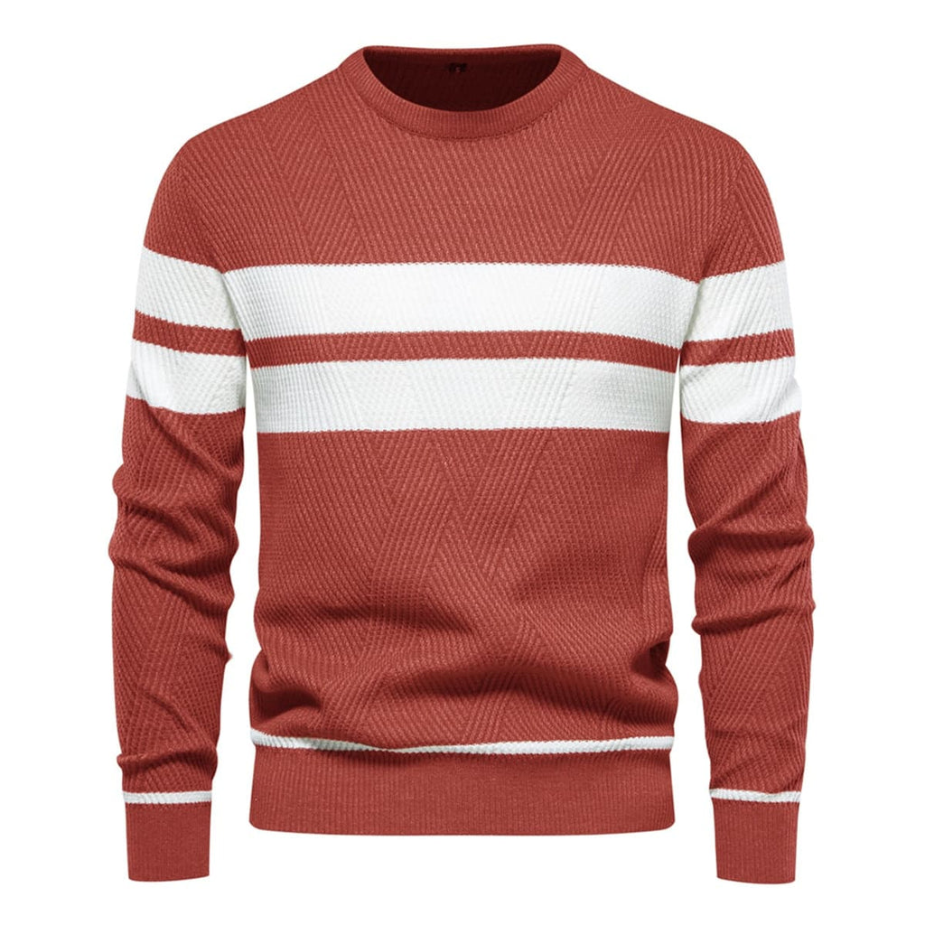Men’s Striped Long Sleeve Knit Pullover Sweater