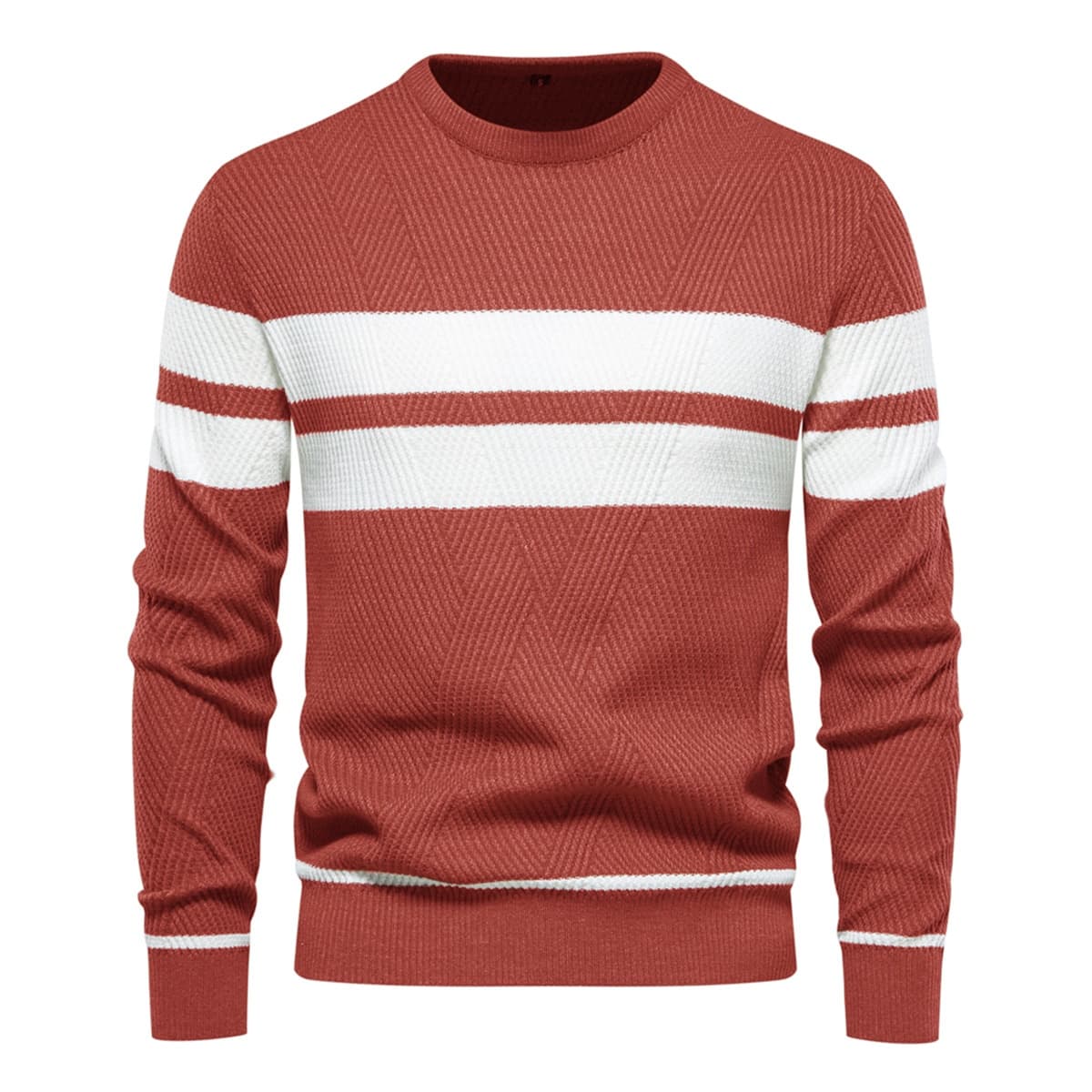 Men’s Striped Long Sleeve Knit Pullover Sweater