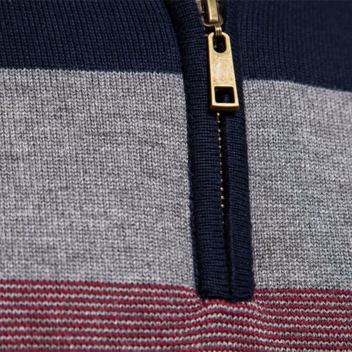 Men’s Striped Mock Neck Pullover Sweater