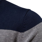 Men’s Striped Mock Neck Pullover Sweater