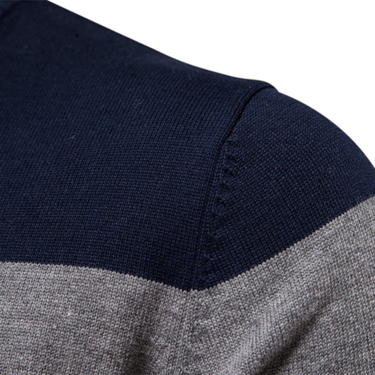 Men’s Striped Mock Neck Pullover Sweater